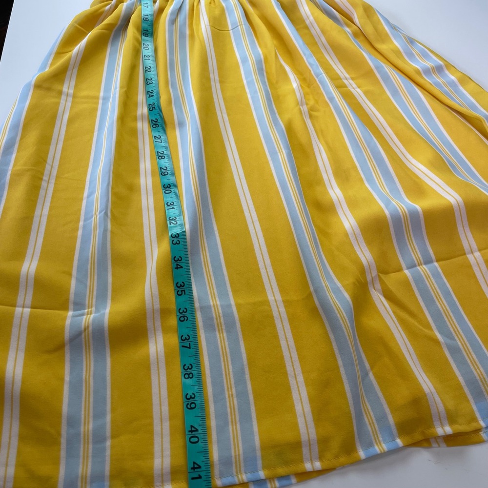 Ann Taylor Petite Yellow Striped Smocked Waist Maxi / Midi Dress SP 538367 NWT - Picture 9 of 11